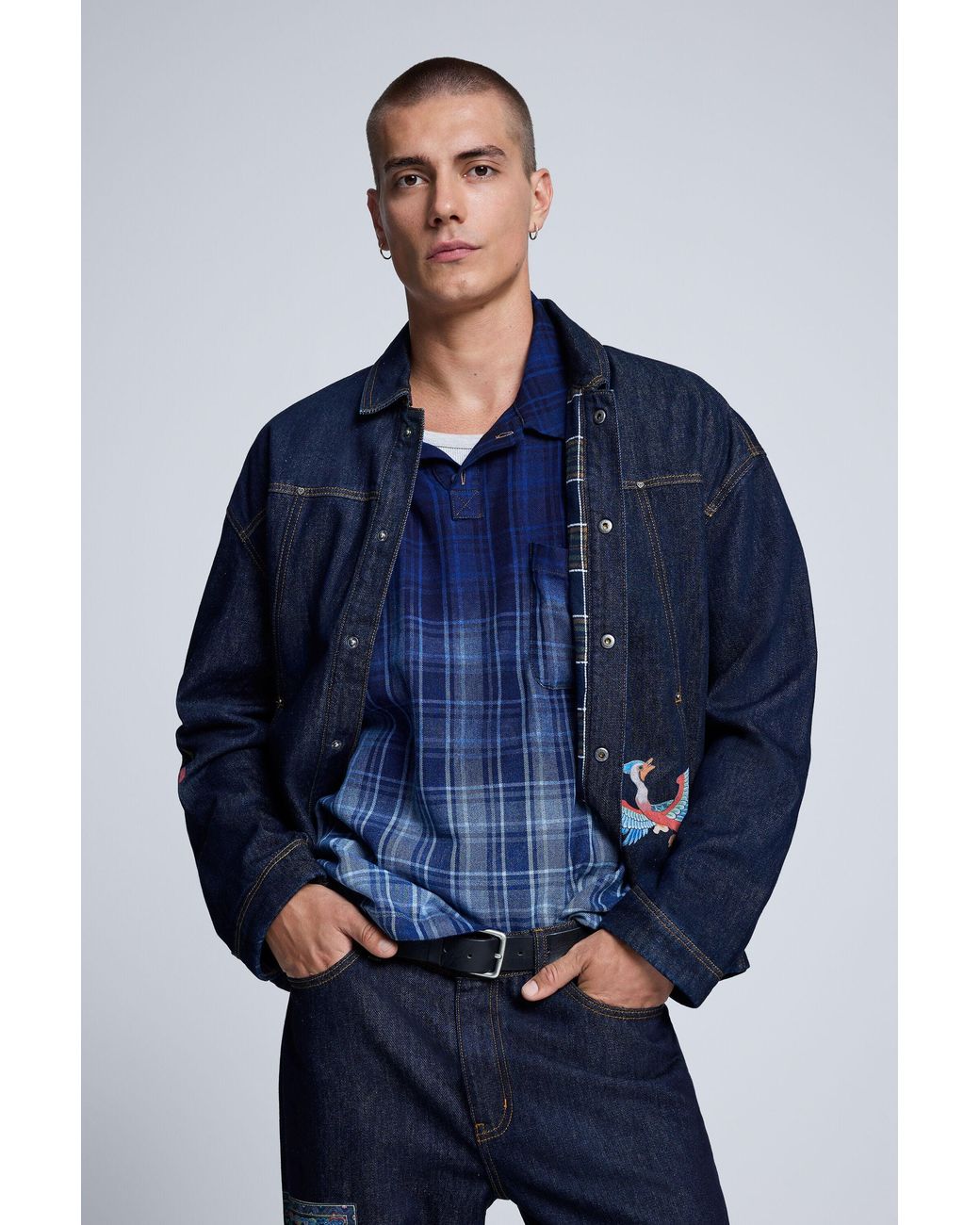 Desigual Blue Printed Jeans, Cotton for men