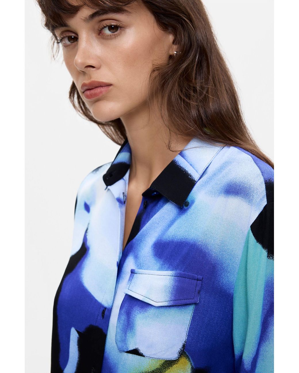 Desigual Blue Lacroix Patterned Shirt, Viscose