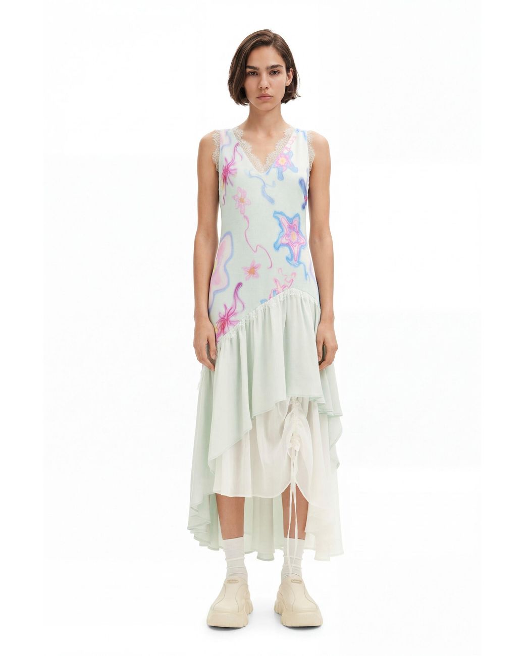 Desigual White Collina Strada Long Multilayered Strappy Dress