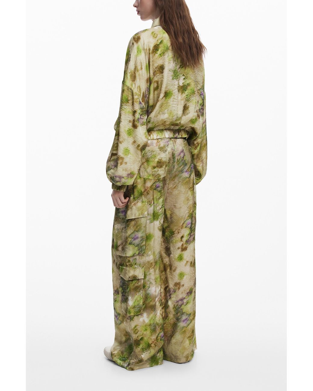 Desigual Green Collina Strada Satin Cargo Pants