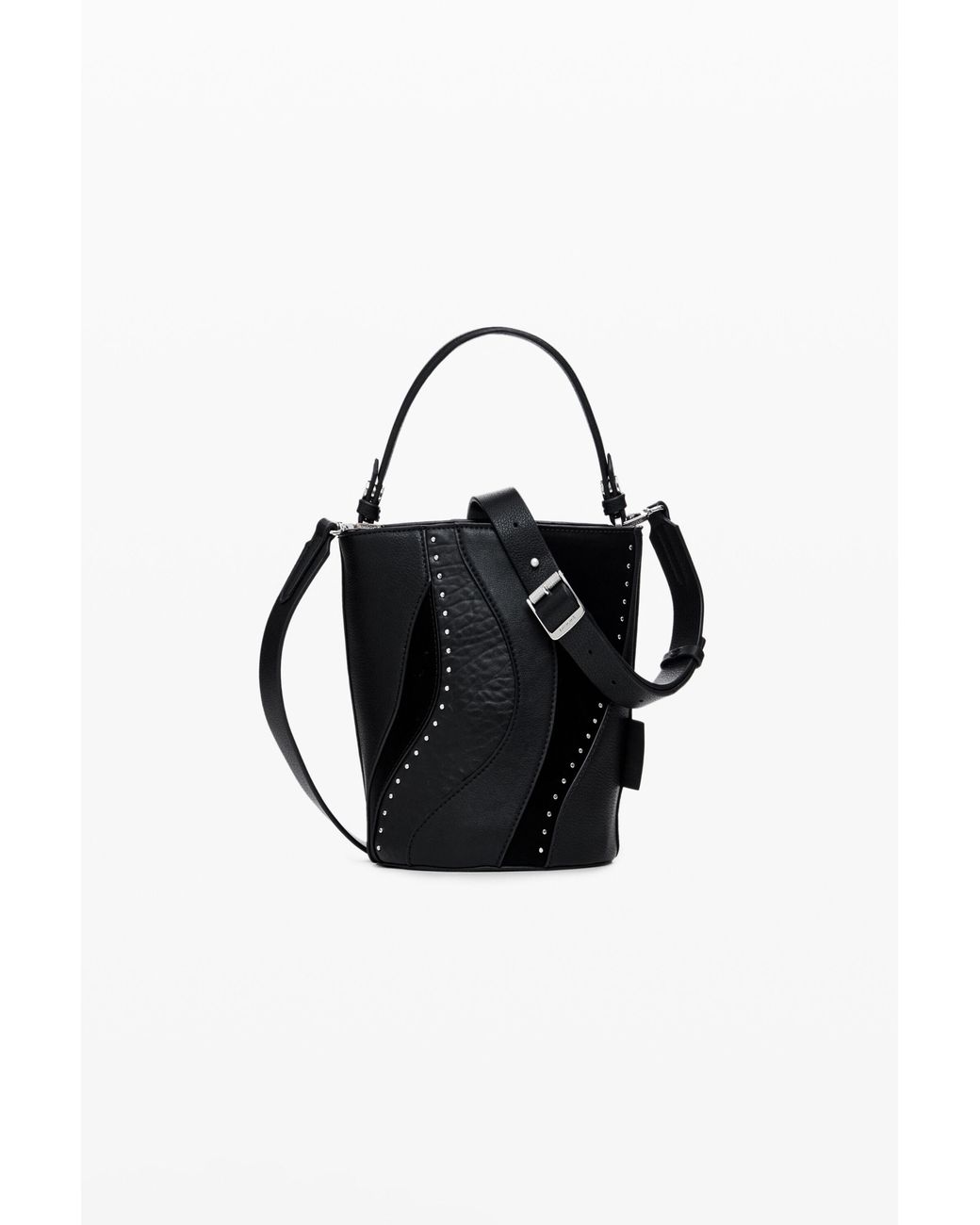 Desigual Black Wave Shoulder Bag, Polyurethane