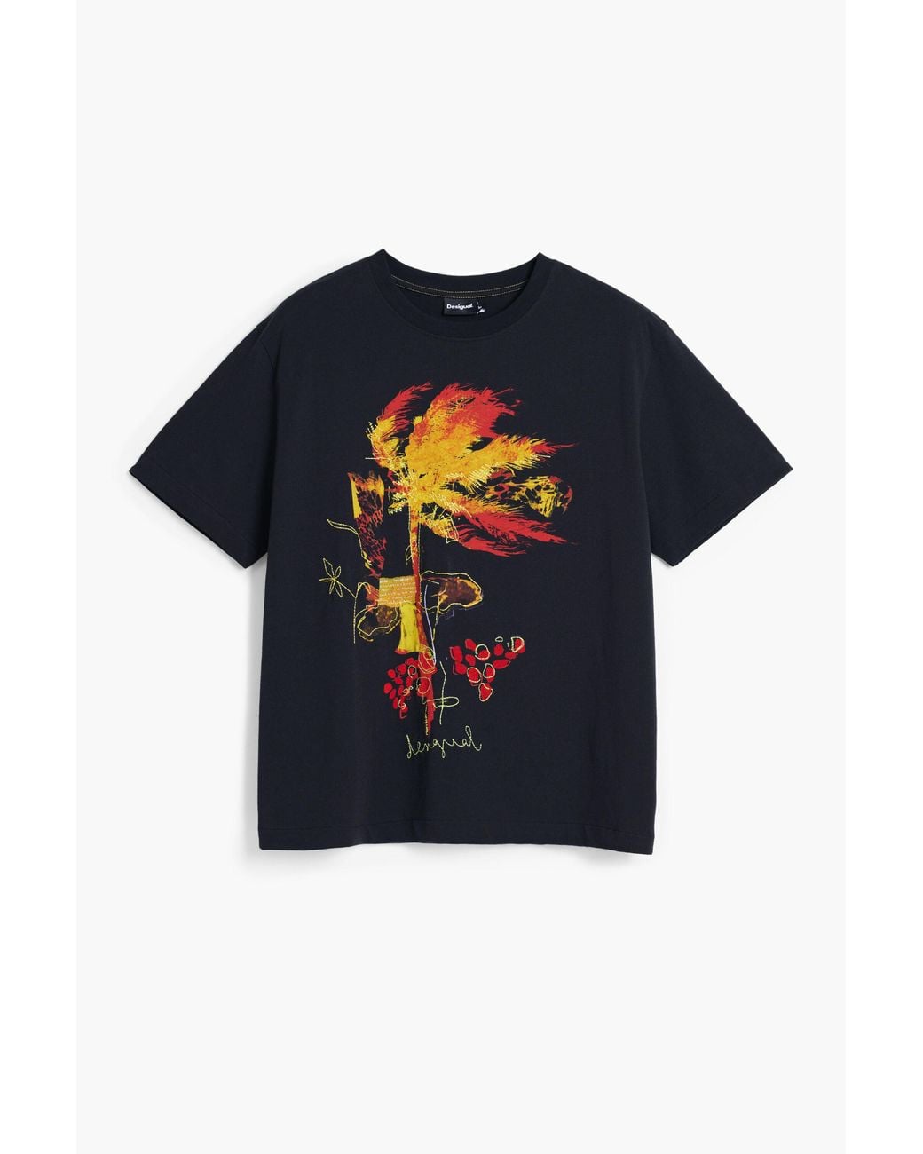 Desigual Blue Palm Tree T-Shirt, Cotton