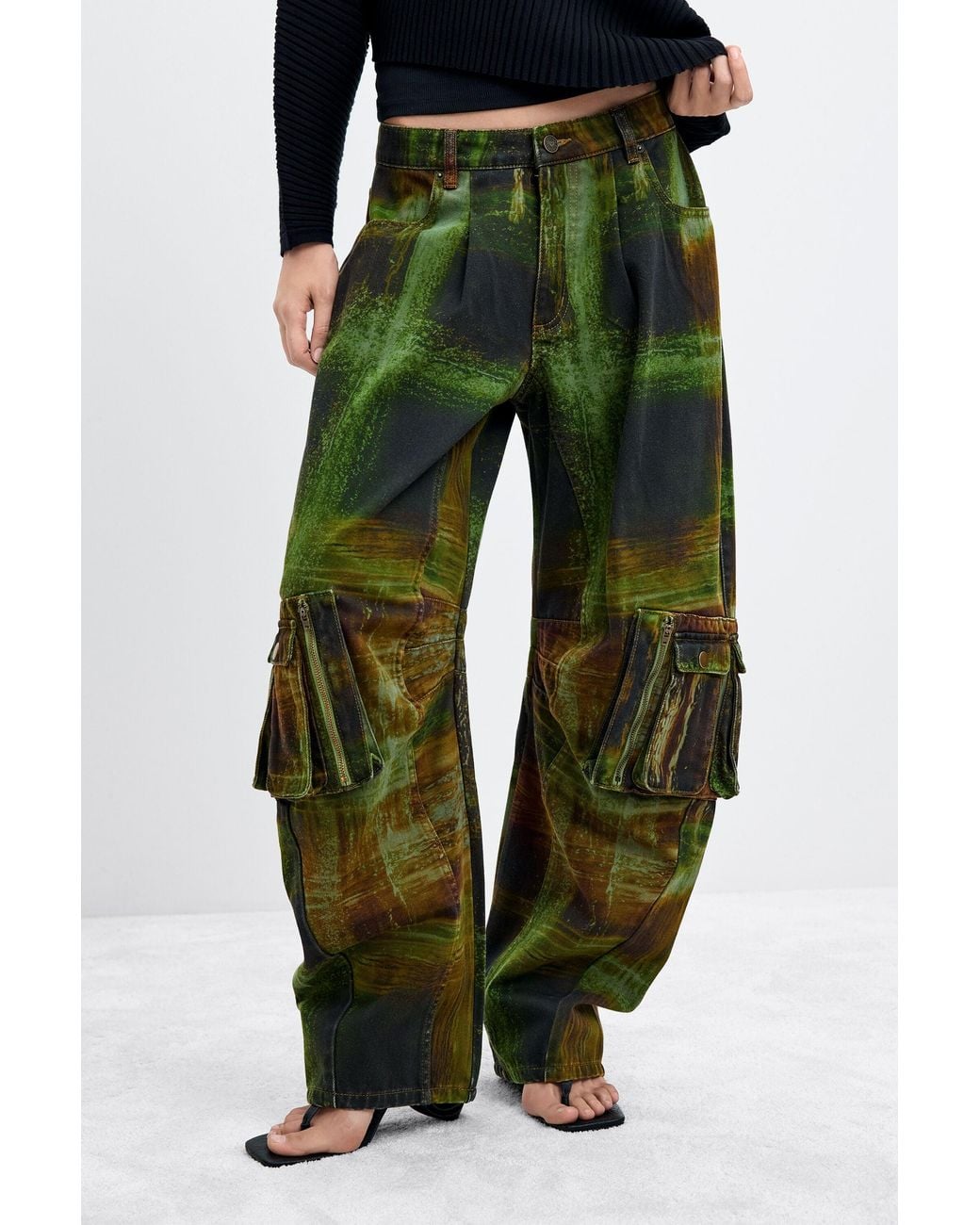 Desigual Green Cargo Pants 100% Cotton M. C. Lacroix, Cotton