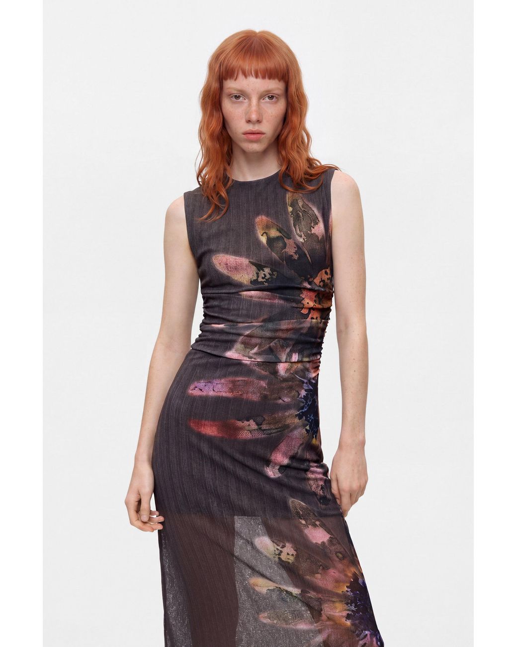 Desigual White Floral Print Dress, Polyester