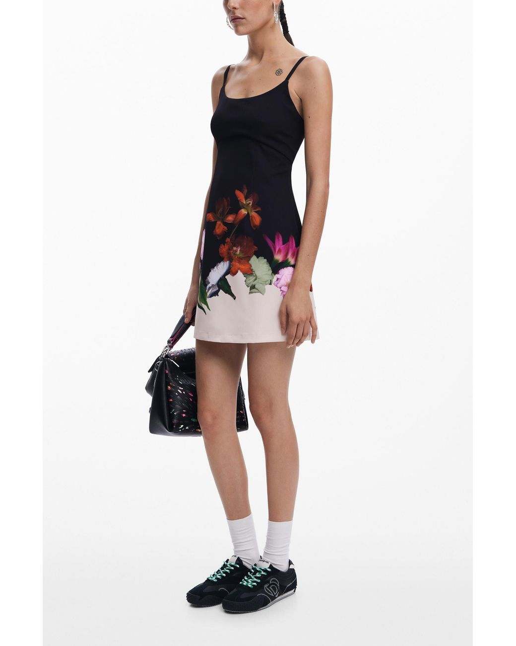 Desigual Black Printed Mini Dress, Polyester