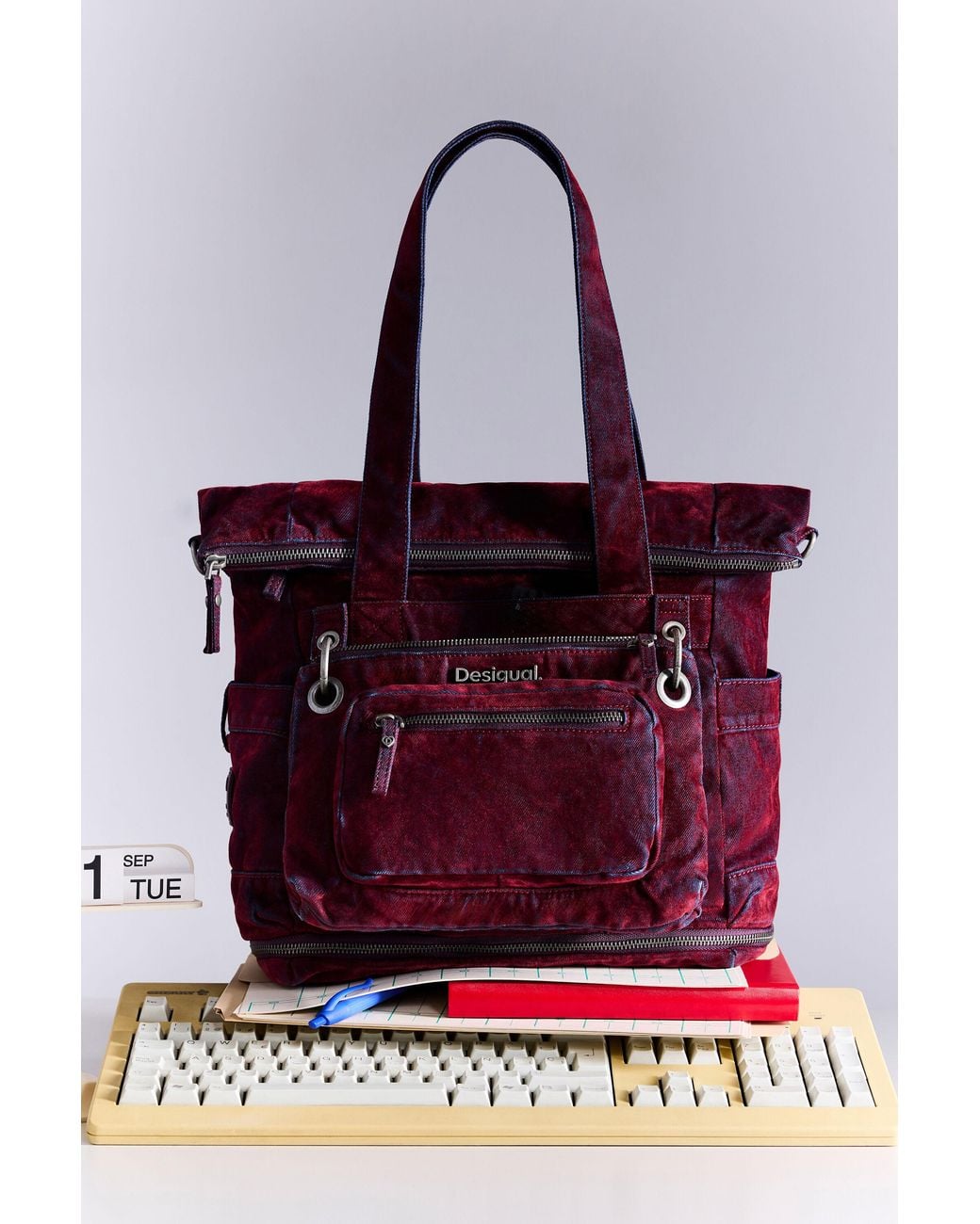 Desigual Purple Large Multi-Position Backpack