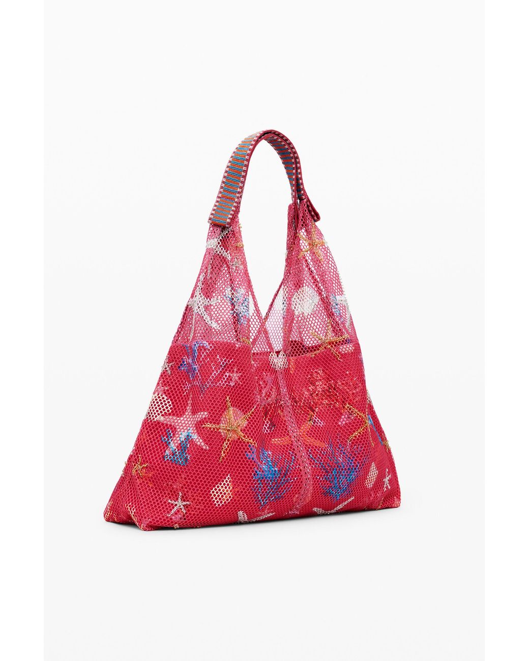 Desigual Red Medium Star Texture Tote Bag, Polyester