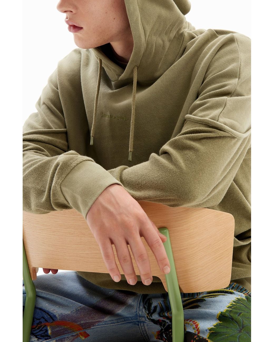 Desigual Green Two-Tone Sweatshirt, Cotton for men