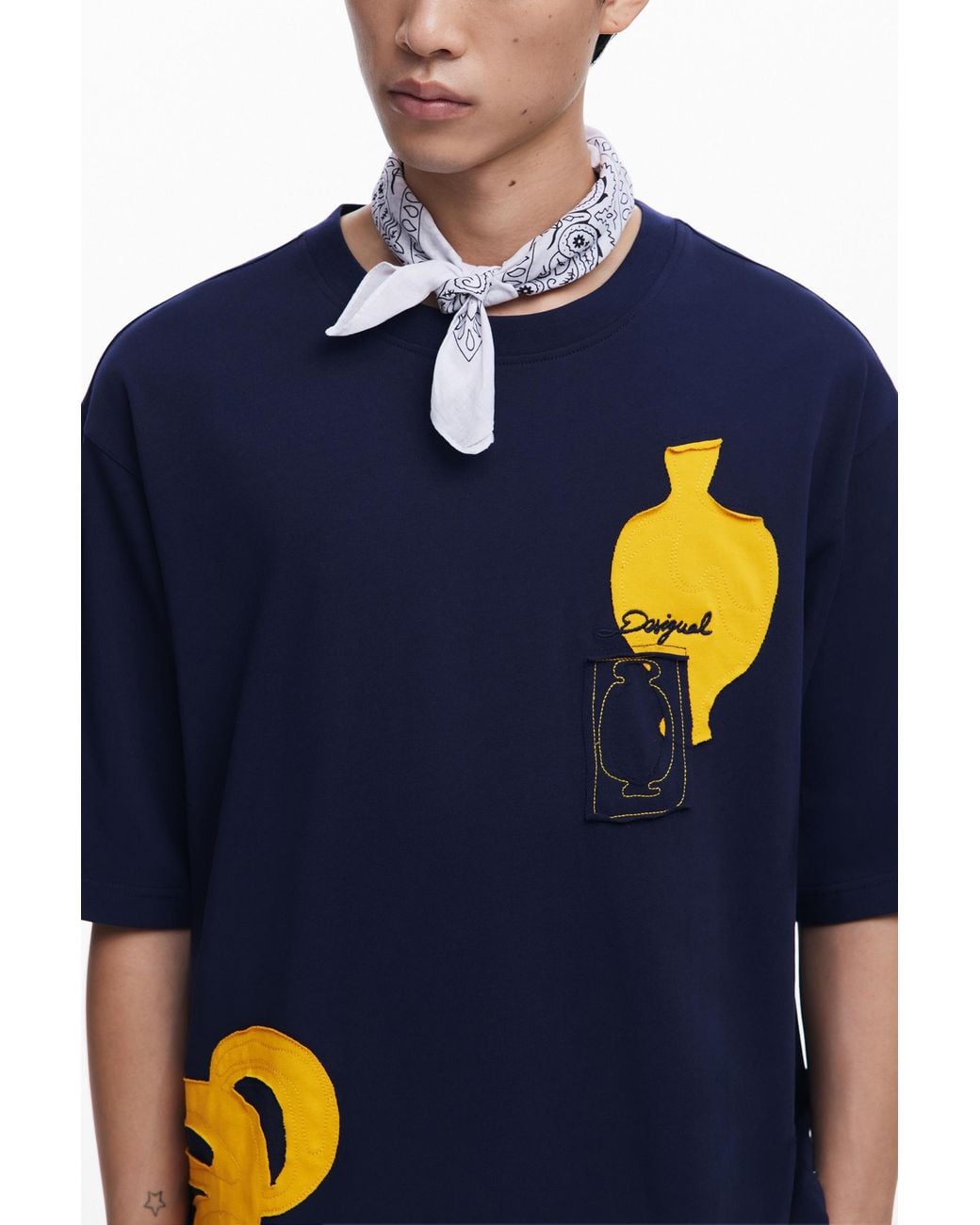 Desigual Blue Vase T-Shirt, Cotton for men