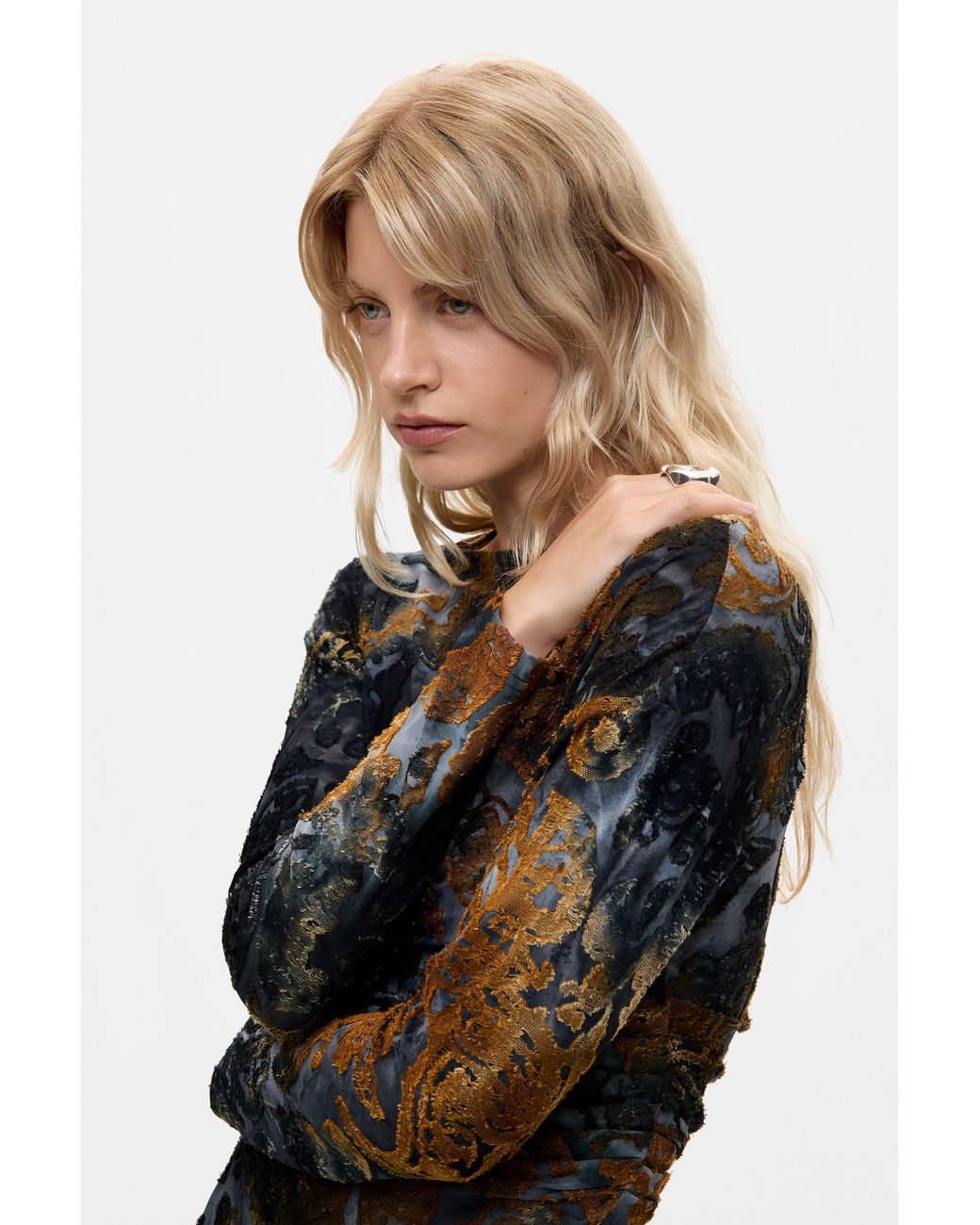 Desigual Black Flocked Short Dress