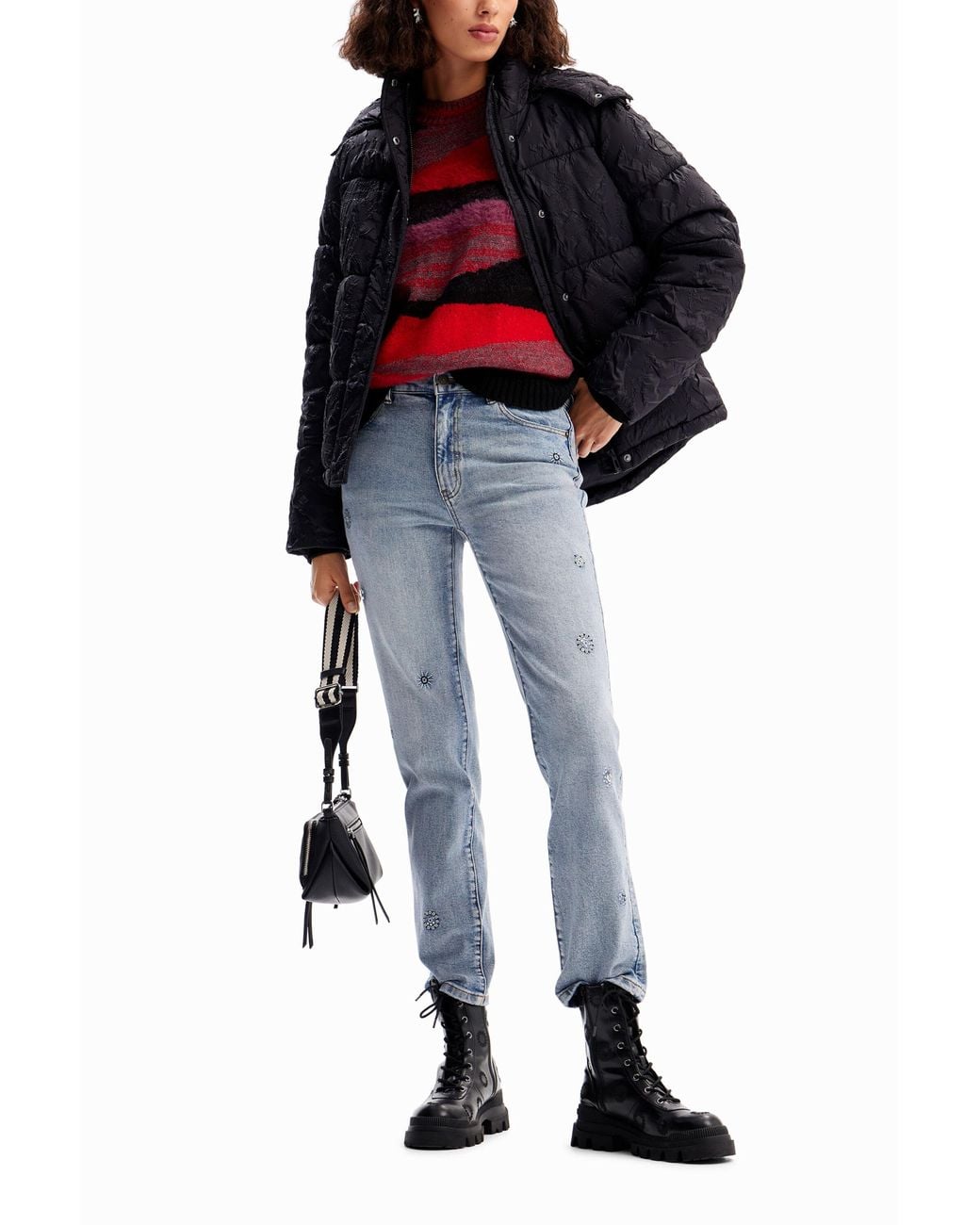 Desigual Blue Textured Quilted Jacket