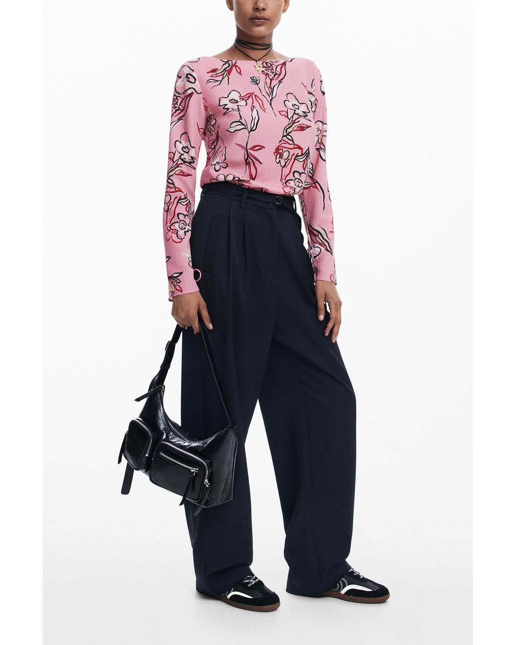 Desigual Pink Floral Blouse, Polyester