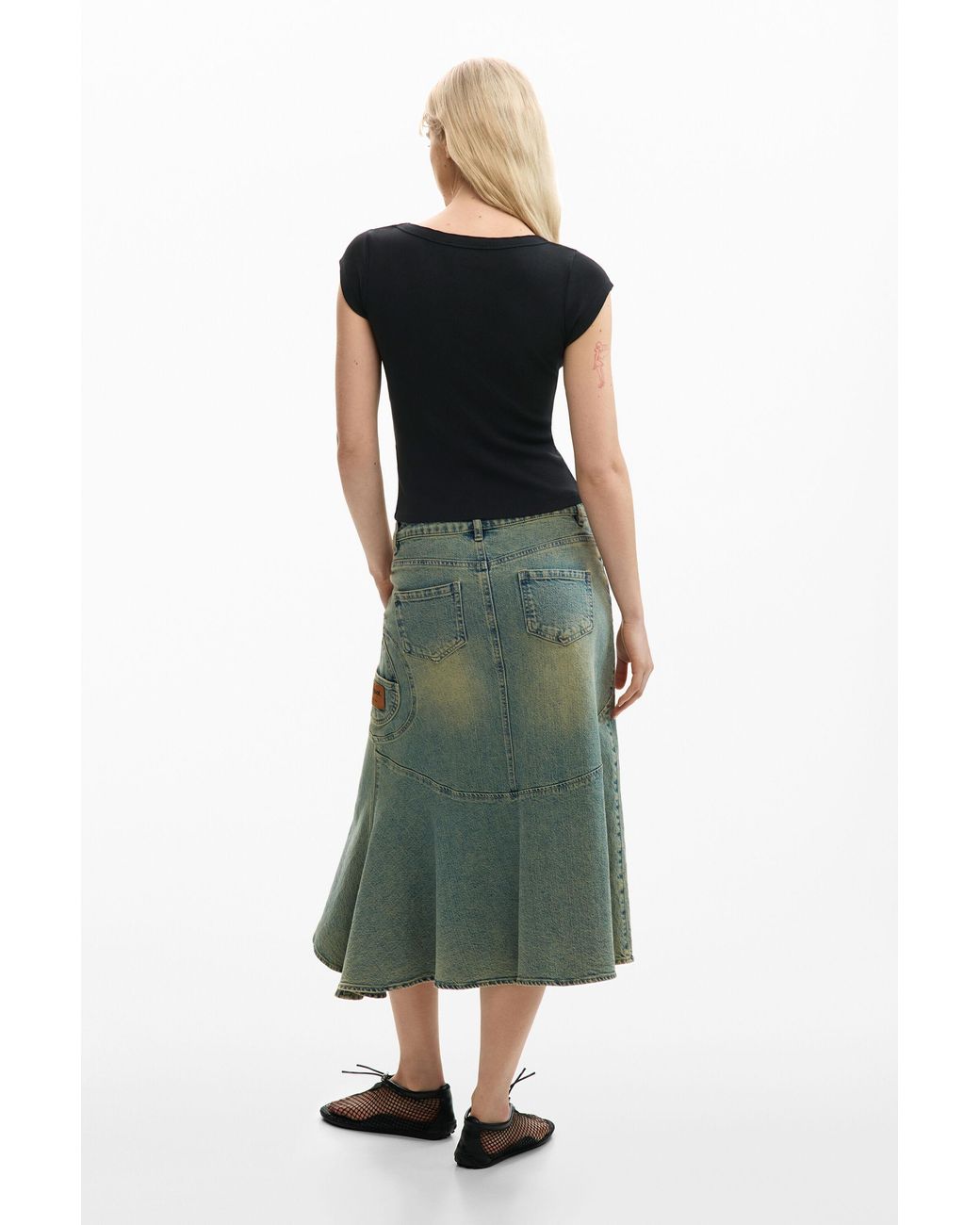 Desigual Black Fitted Flower T-Shirt, Cotton