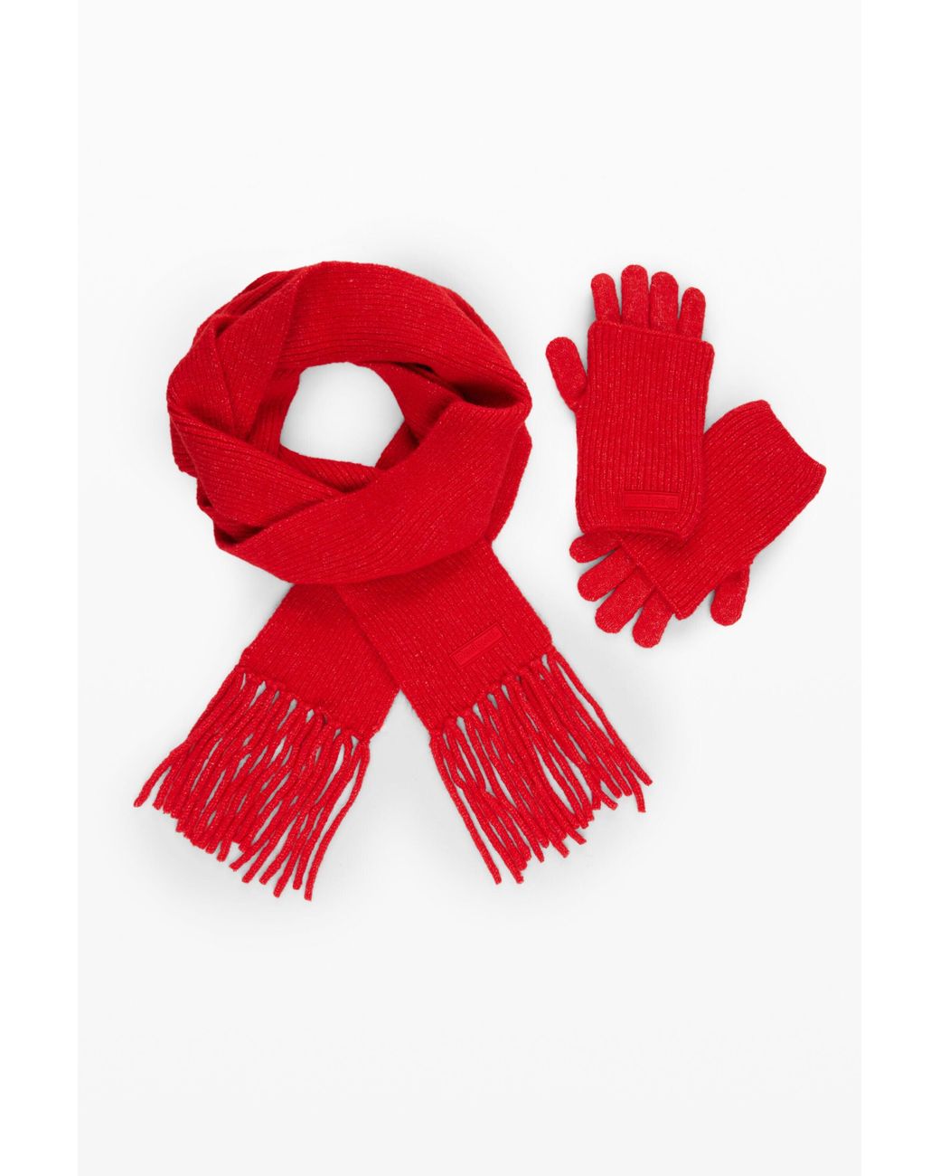 Desigual Red Gloves And Scarf Pack