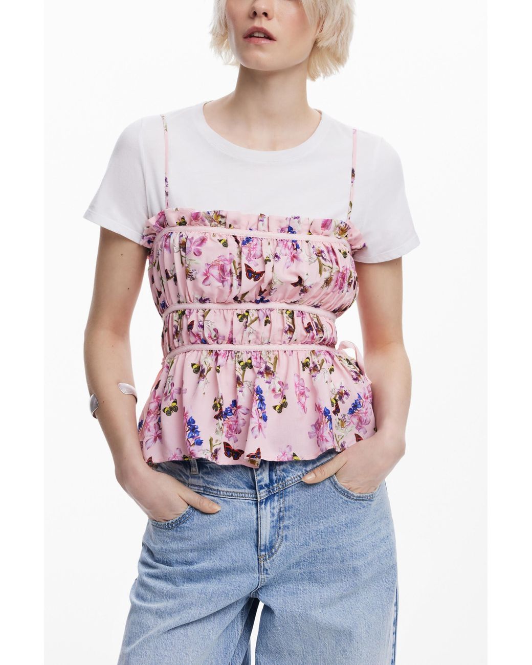 Desigual Pink Blouse Designed By Mr. Christian Lacroix, Viscose