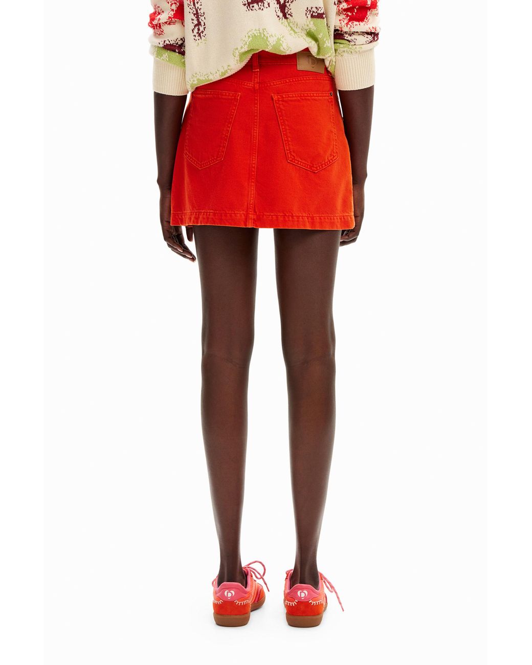 Desigual Red Denim Pockets Mini Skirt, Cotton