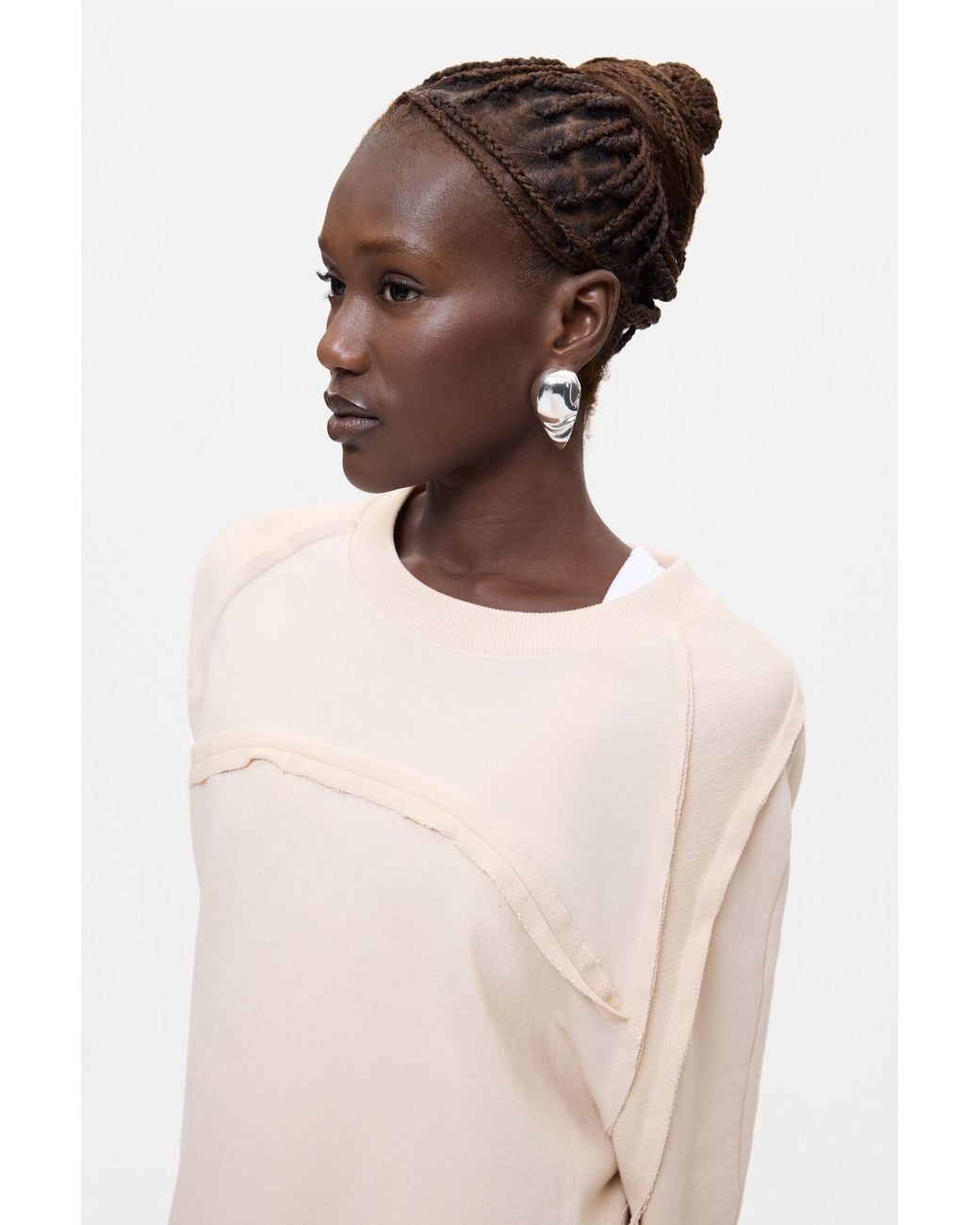 Desigual White Combined Sweatshirt Midi Dress