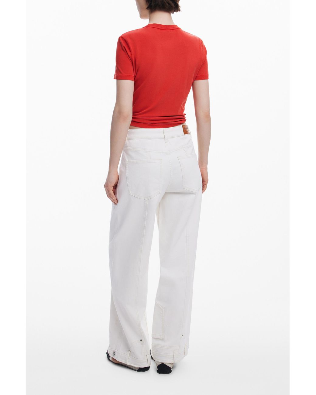 Desigual Red Straight Jeans With Pockets, Cotton