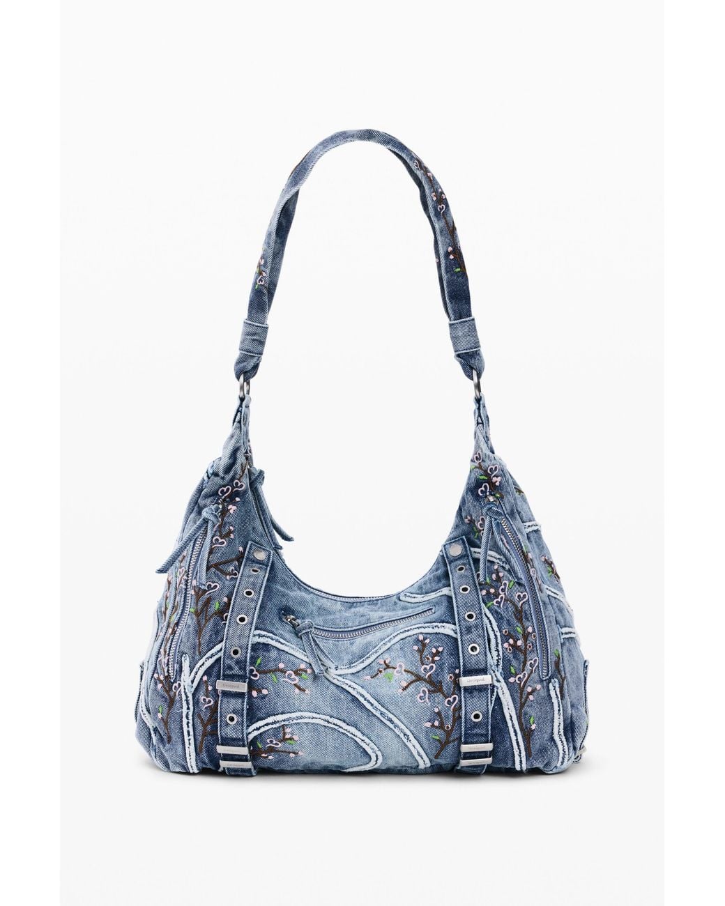 Desigual Blue Denim Bag Buckles, Cotton