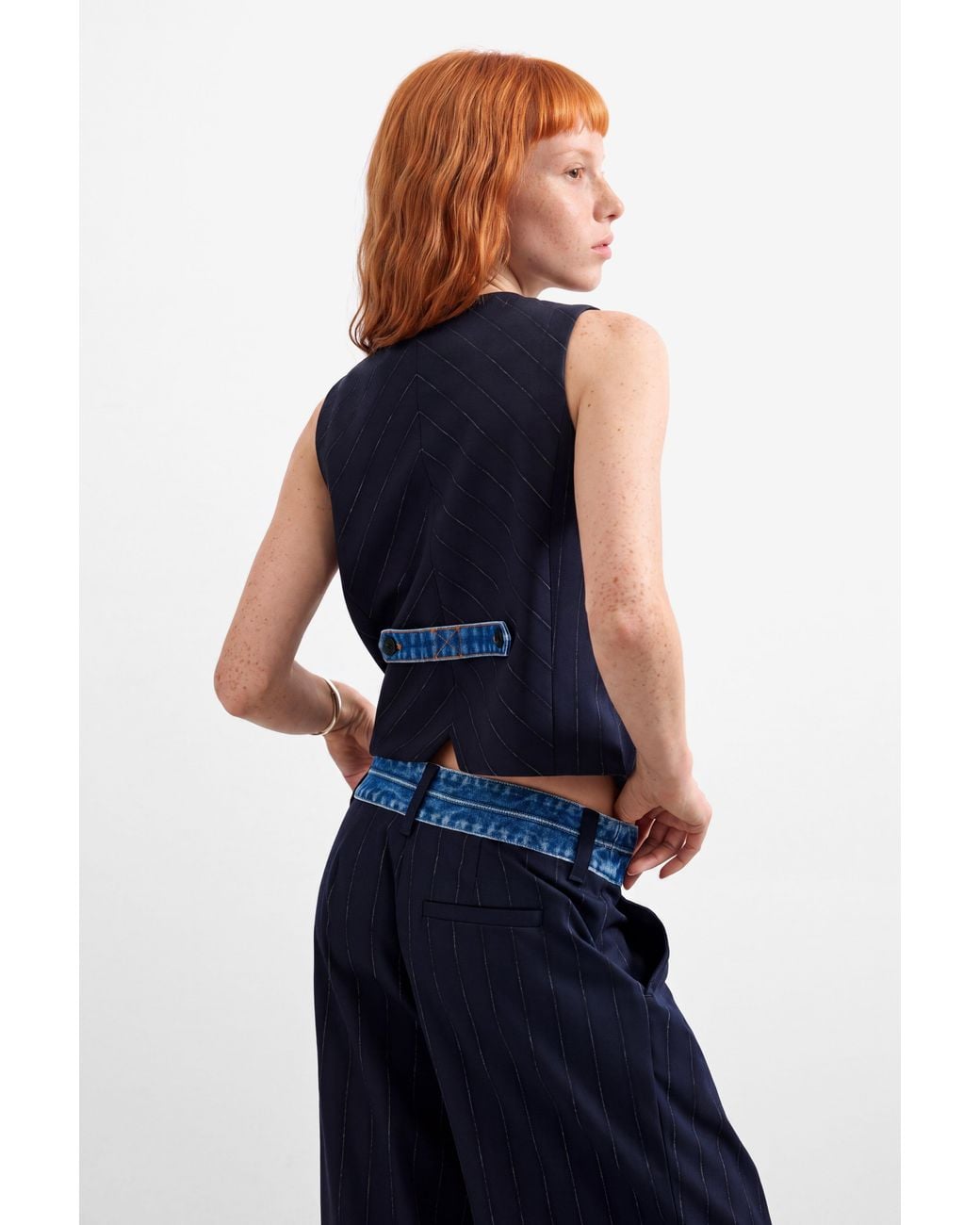 Desigual Blue Double Lapel Vest
