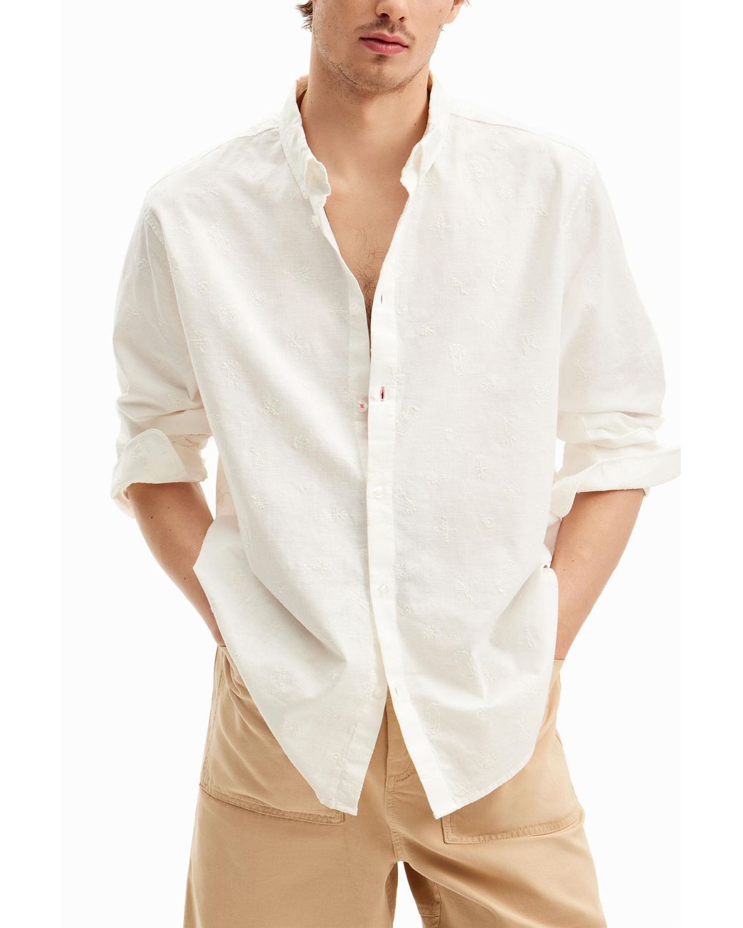 Desigual White Long-Sleeve Shirt for men
