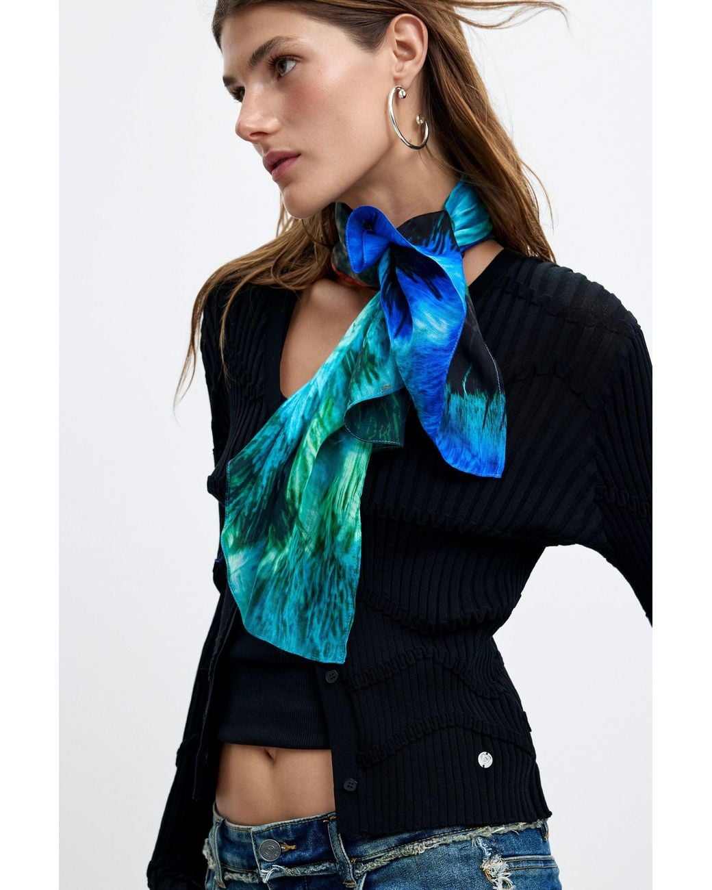 Desigual Blue Printed Lacroix Scarf