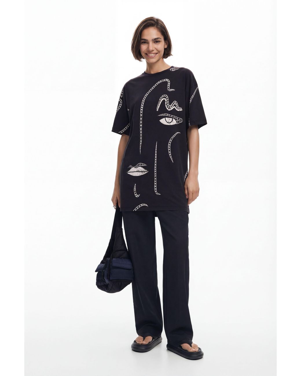 Desigual Black Illustrated Dress, Cotton