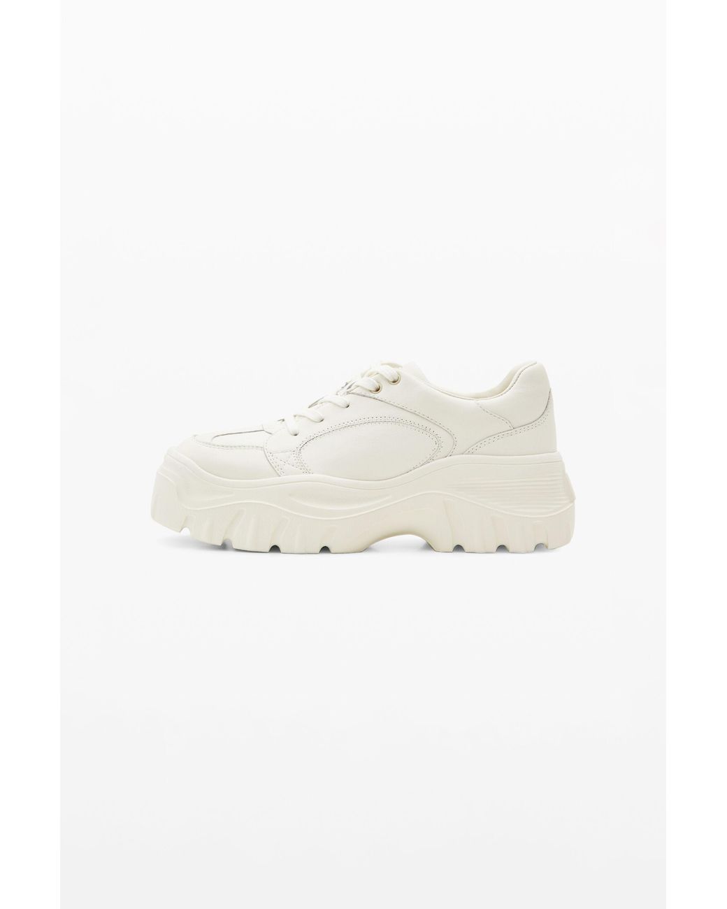 Desigual White Chunky Leather Sneakers, Cow Leather