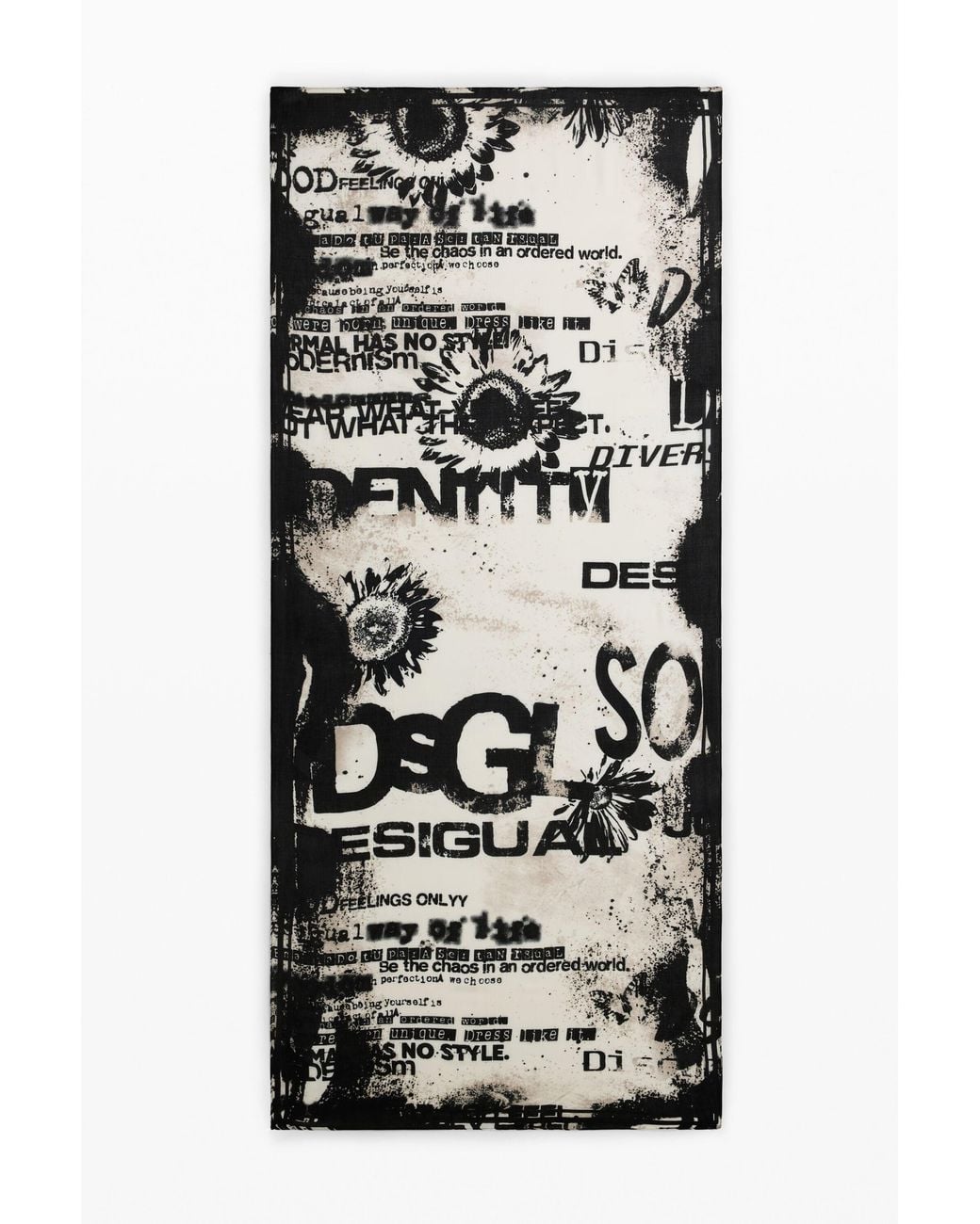 Foulards Letras Rectangular, Mujer, Viscosa, Blanco Desigual de color Black