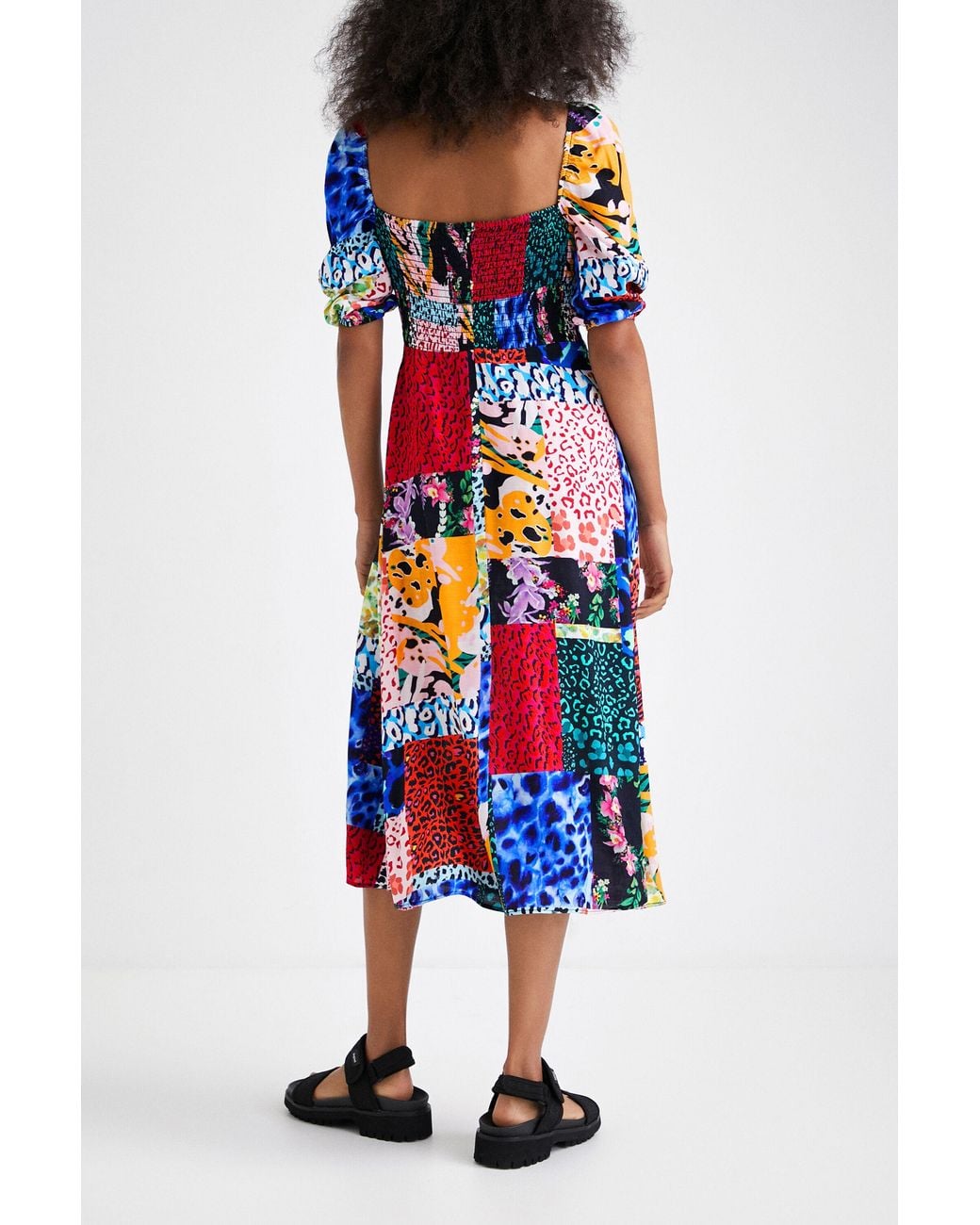 Desigual Multicolor Animal Print A-Line Dress, Viscose