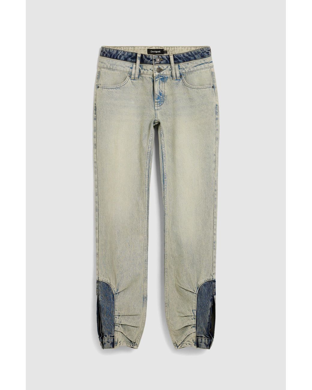 Desigual Blue Combined Denim Pants, Cotton