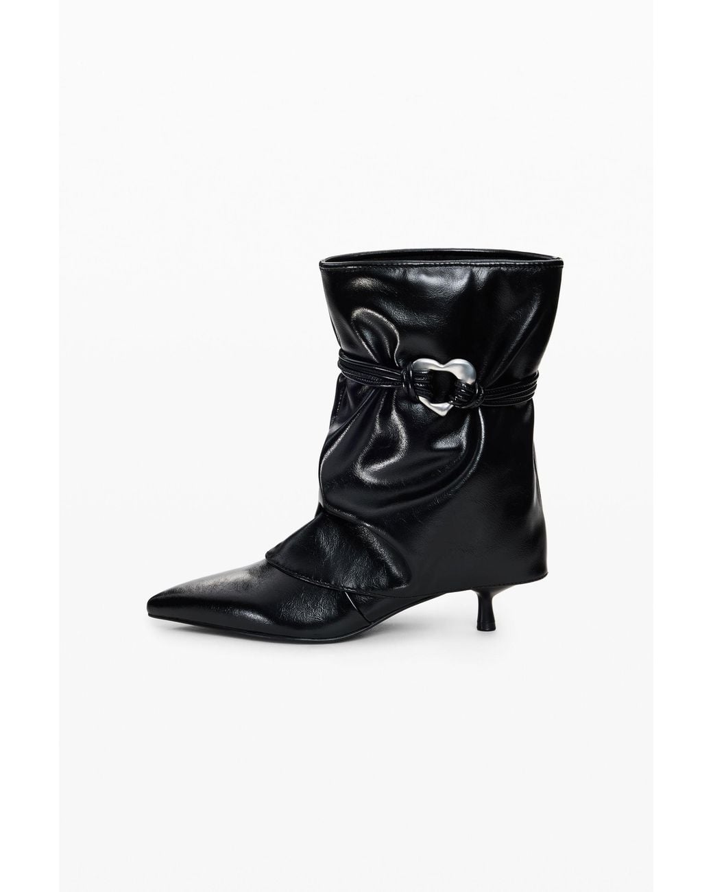 Desigual Black Heeled Boots Leather Effect, Polyurethane
