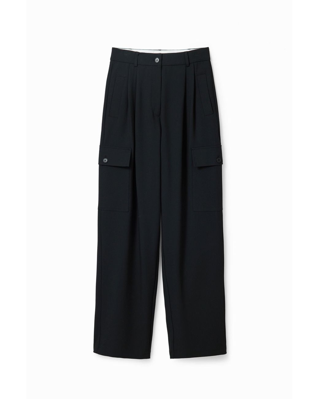 Desigual Black Wide Cargo Trousers