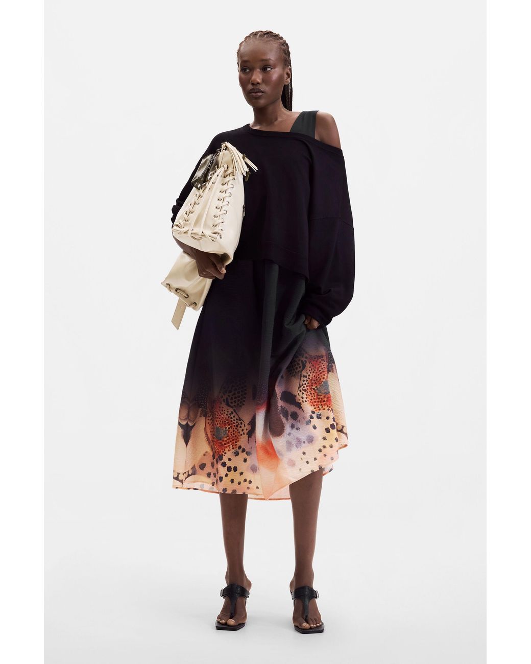 Desigual Black 2-In-1 Midi Dress