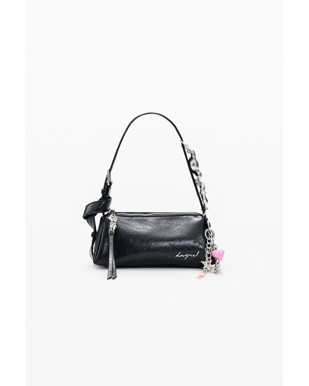 Desigual Black Small Bag With Charms, Polyurethane