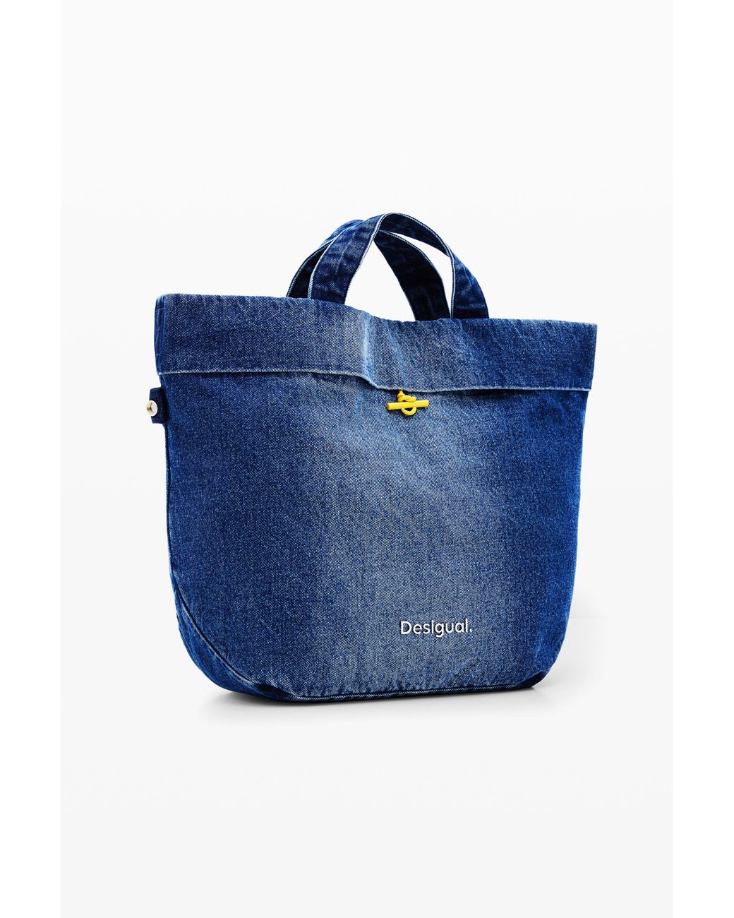 Desigual Blue Reversible Denim Shopper Bag L, Cotton