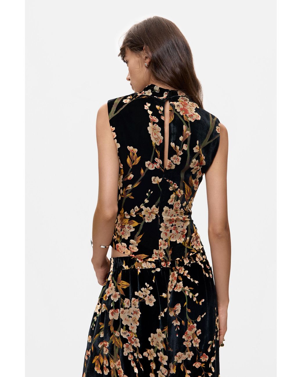 Desigual Black Velvet Floral Top