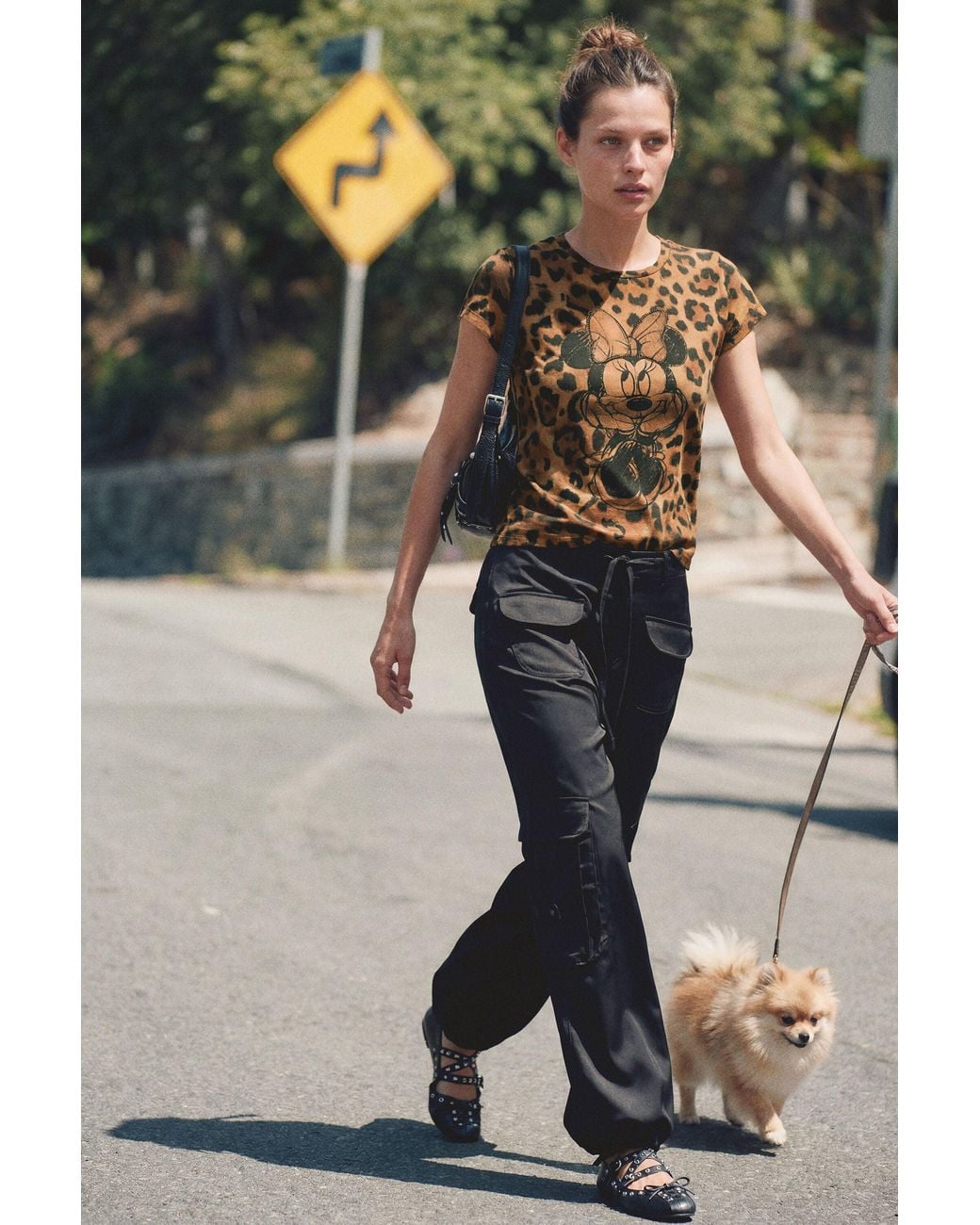 Desigual Brown Printed Mickey T-Shirt, Cotton