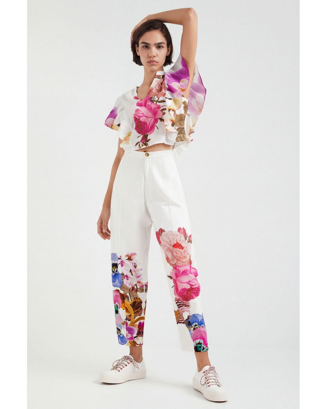 Desigual Red M. Christian Lacroix Floral Baggy Trousers, Cotton