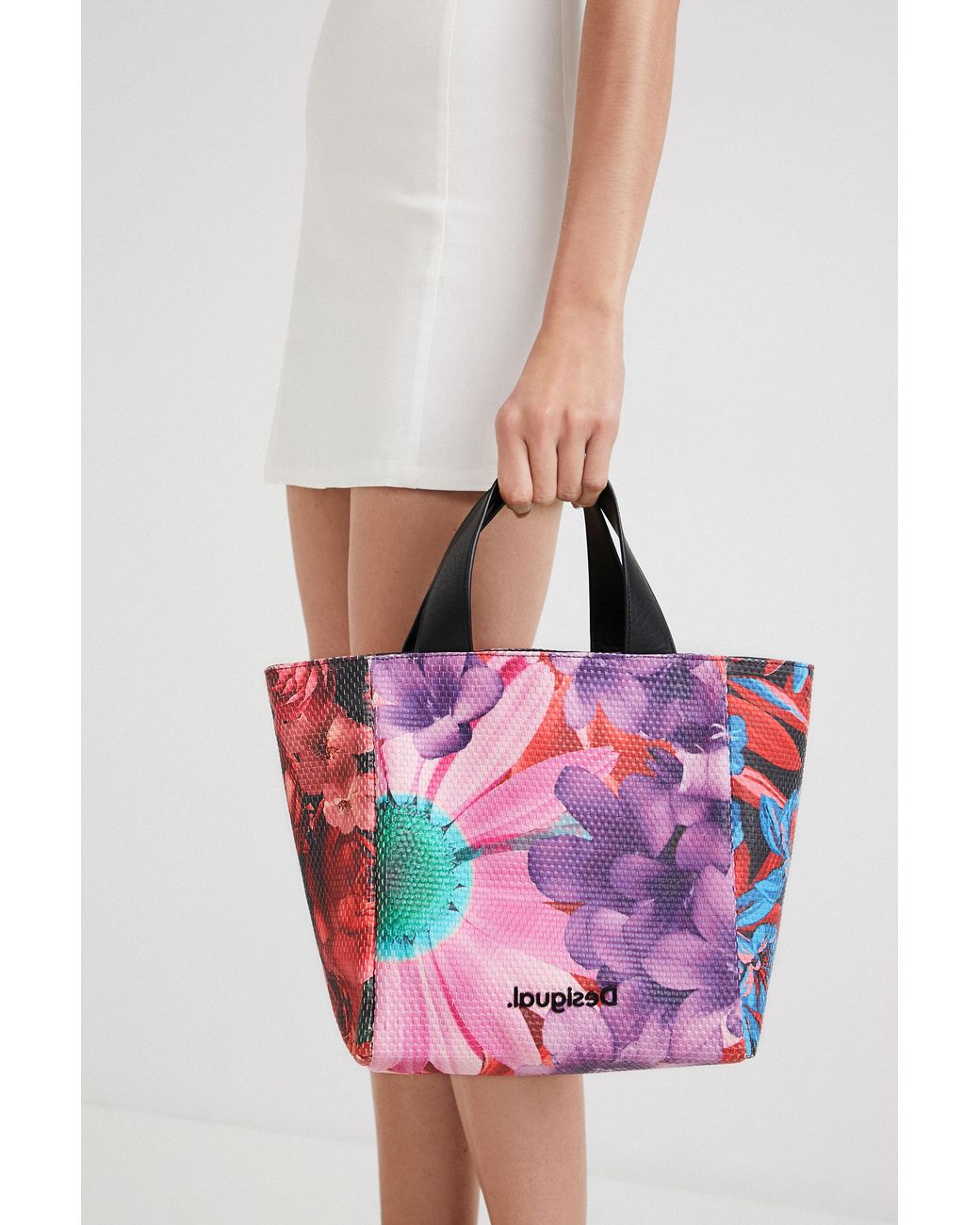 Desigual Pink Floral Handbag, Polyurethane