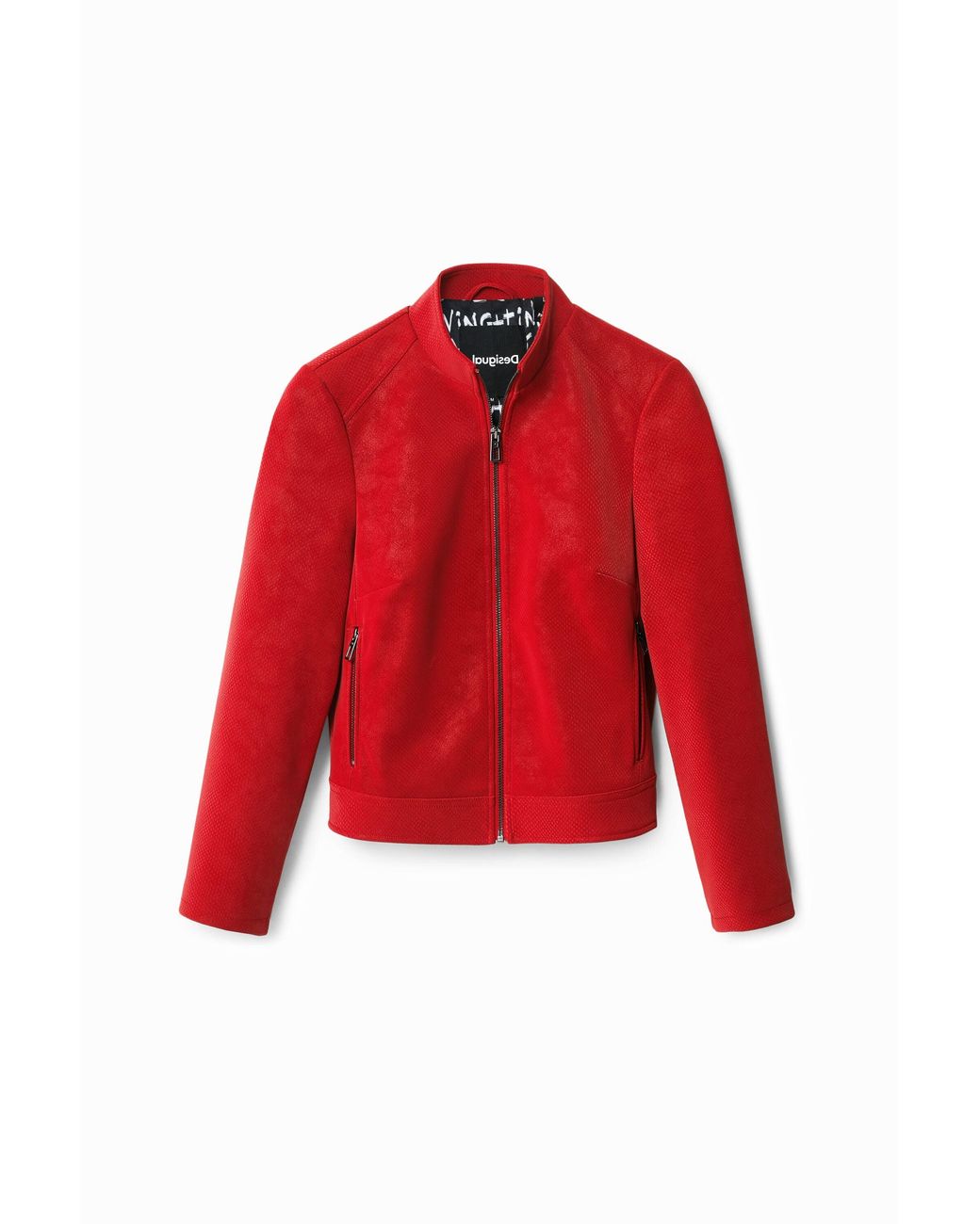 Desigual Red Suede-Effect Jacket, Polyurethane