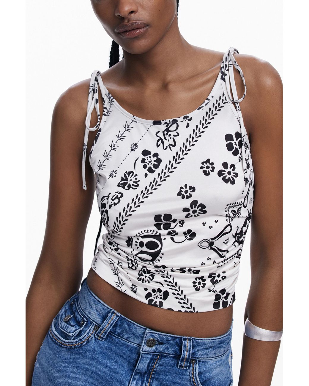 Desigual Blue Bandana Tank Top, Polyester