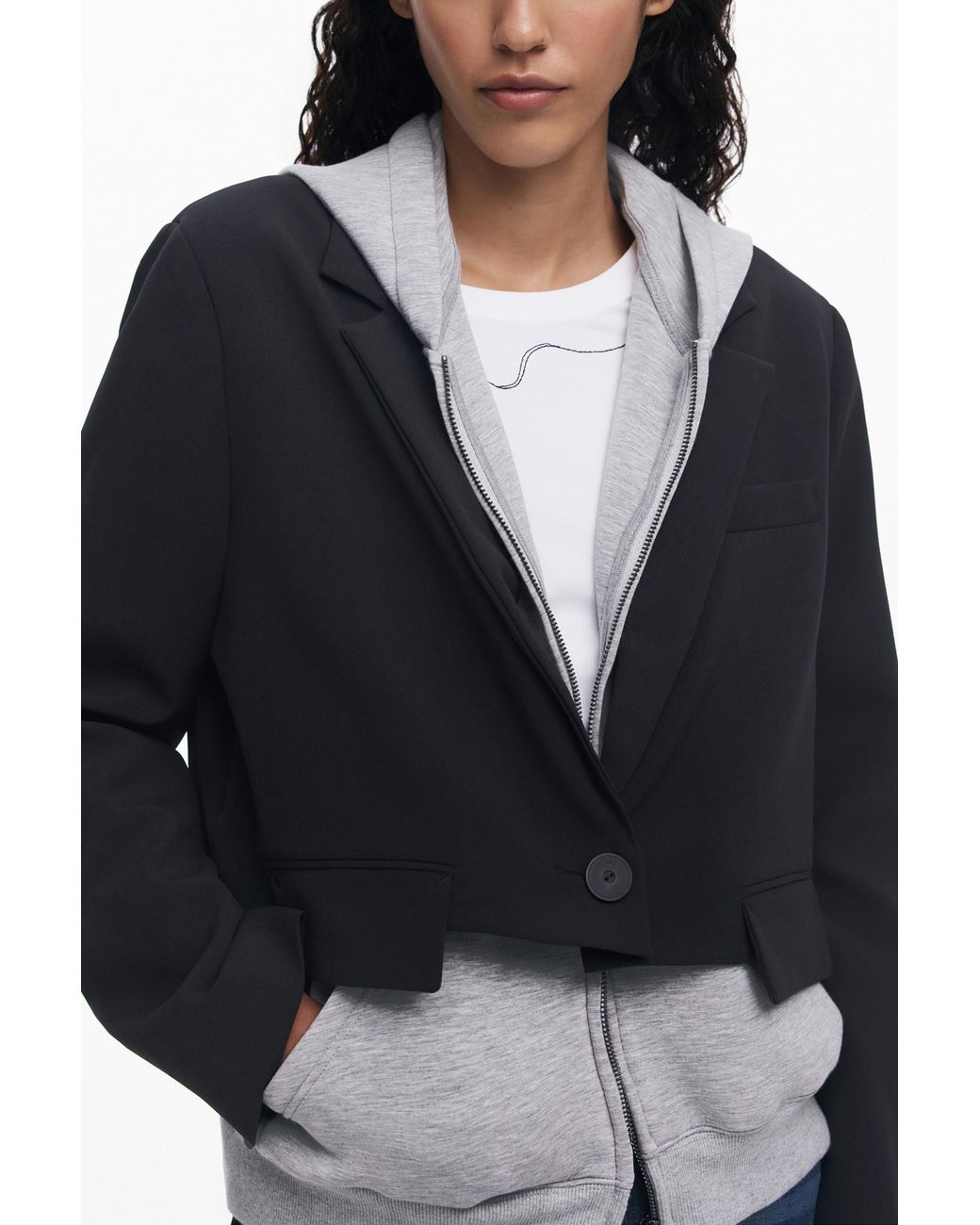 Desigual Black Combined Knit Blazer