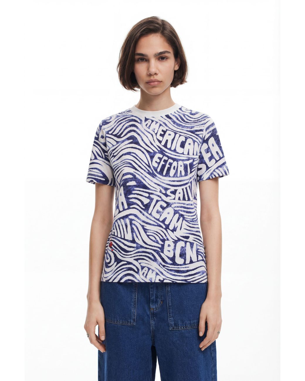 Desigual Blue American Magic T-Shirt, Cotton