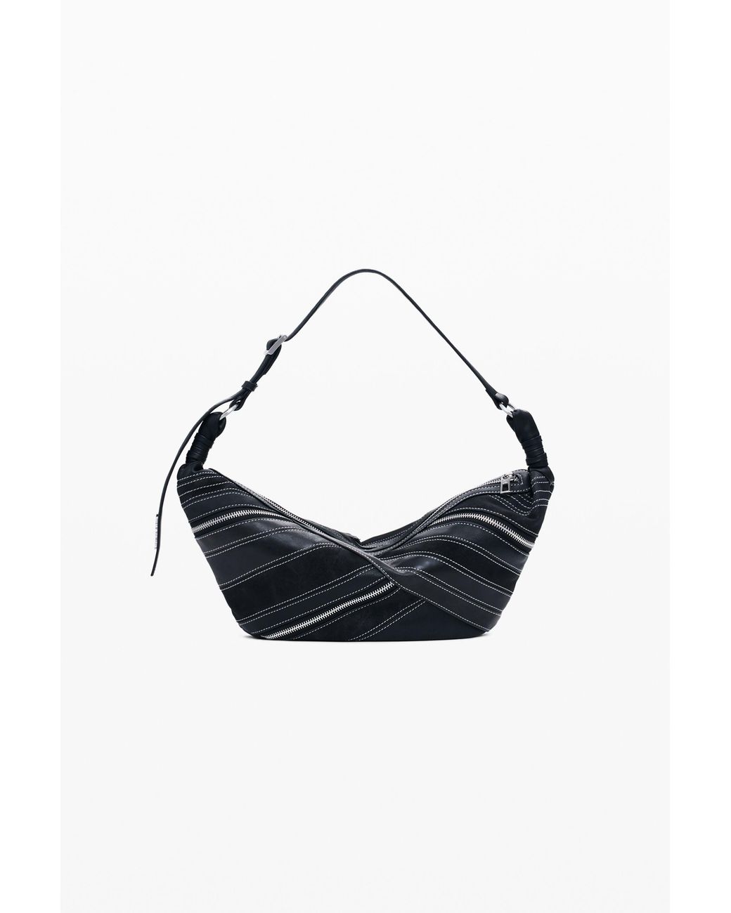 Desigual Black Small Faux Leather Bag With Buckles, Polyurethane