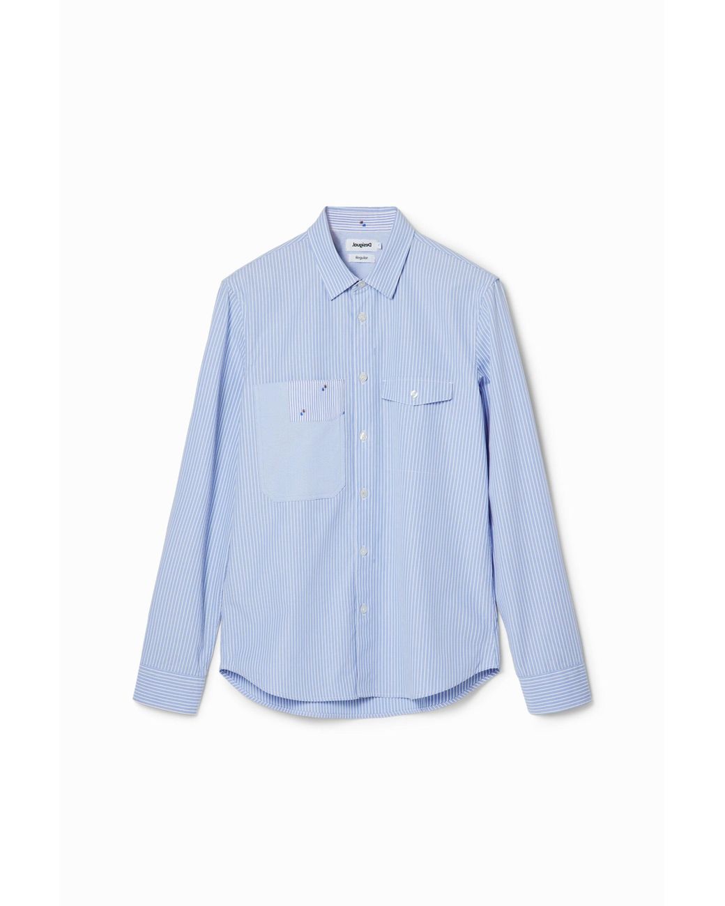Desigual Blue Striped Pockets Shirt, Cotton for men