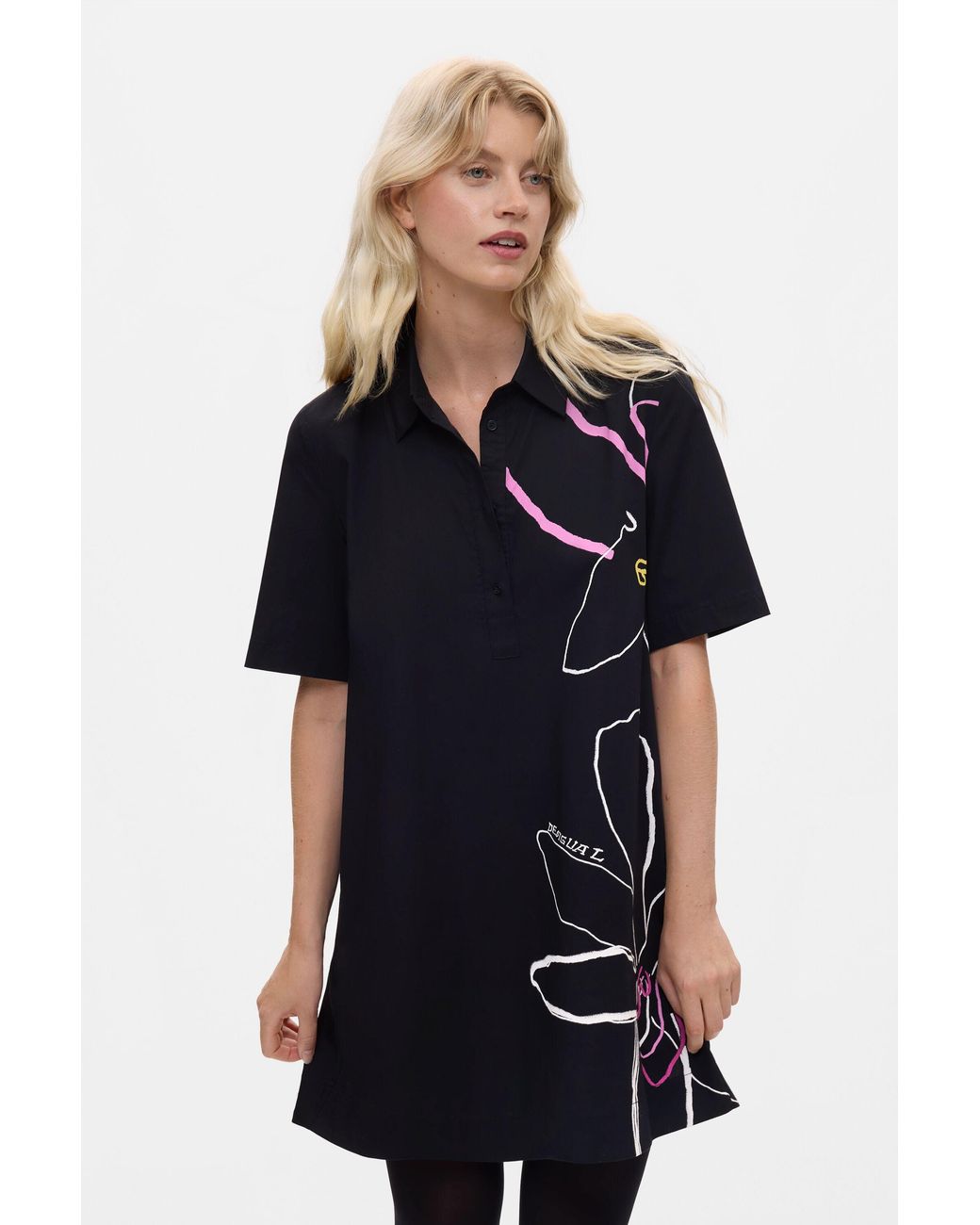 Desigual Blue Short Floral Dress, Cotton