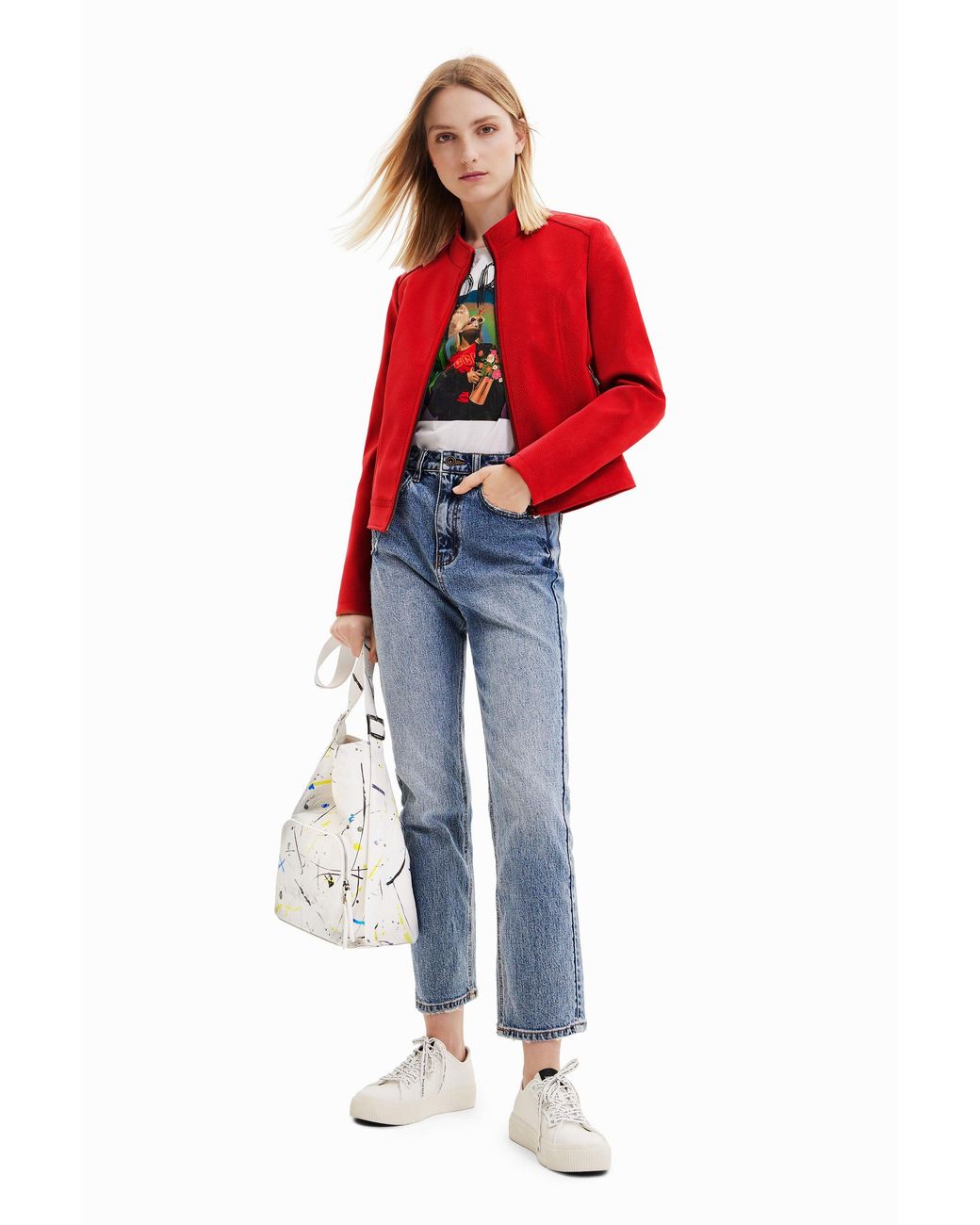 Desigual Red Suede-Effect Jacket, Polyurethane