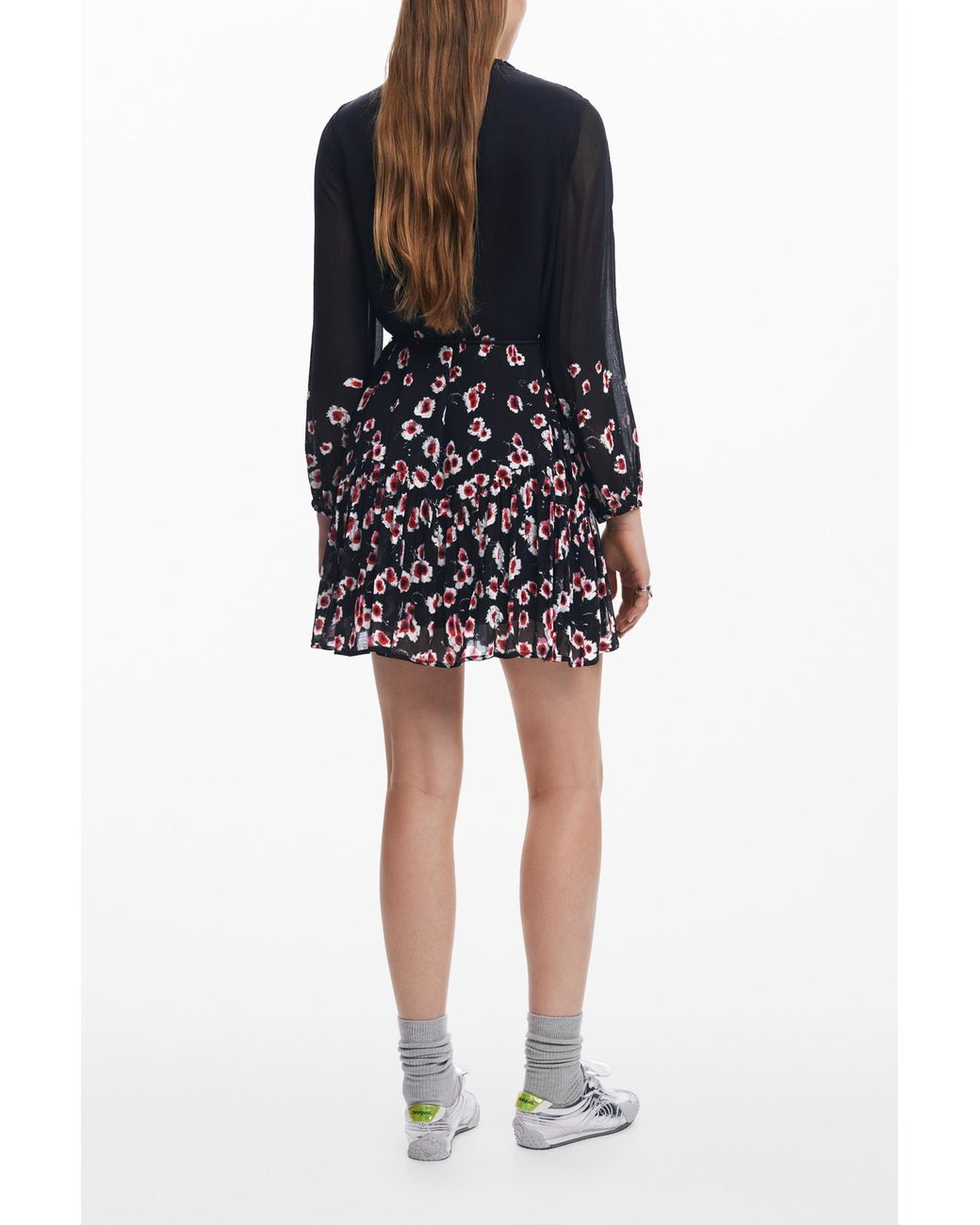 Desigual Black Short Floral Dress, Viscose