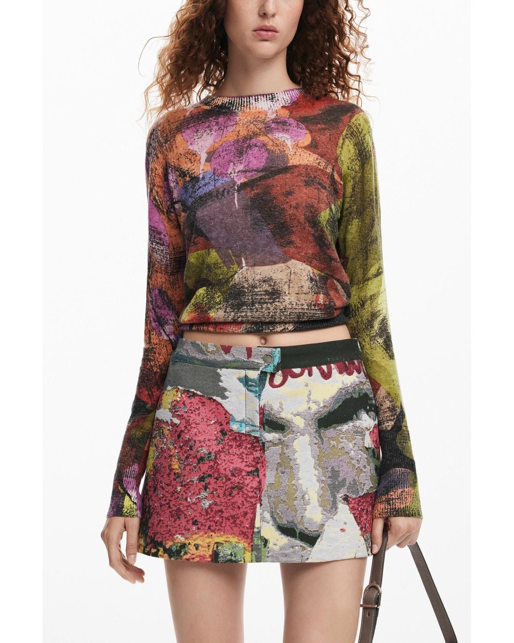 Desigual Red Short Floral Skirt M. Christian Lacroix